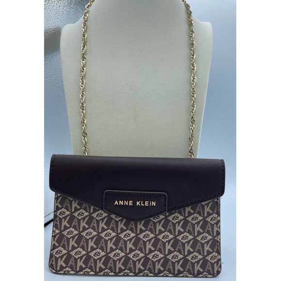 Anne Klein logo envelope shoulder bag clutch - Picture 2 of 8
